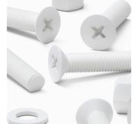 20 x tuercas y tornillos avellanados con agujero transversal Polipropileno Blancos (PP), Acrílico, Pernos Tornillos y Tuercas de Plástico, M5 x 20mm