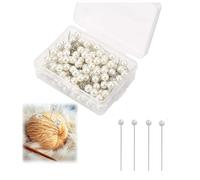 200 alfileres con cabeza, alfileres largos de 4 cm, alfileres blancos de acero inoxidable, agujas redondas de imitación de perlas, agujas blancas y rectas para manualidades, costura, manualidades
