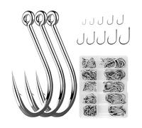 200 anzuelos de pesca, accesorios de pesca, anzuelos, con caja de almacenamiento, negro, con púas y agujeros, adecuado para carpa, trucha, peces de agua dulce (3-12)