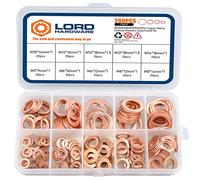 200 arandelas de sellado métricas de cobre surtido, kit de arandelas planas M5 M6 M8 M10 M12 M14 (9 tamaños)