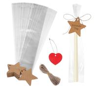 200 bolsas de celofán de Pascua para envolver velas, incluye cordel y etiqueta, versátiles bolsas de celofán largas para velas, dulces, aperitivos y flores (7 x 30)