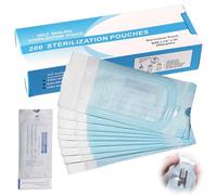 200 bolsas de esterilización desechables, autoadhesivas, con cierre autoclave, para herramientas dentales, tatuajes o manicura (90 x 260 mm)