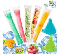 200 Bolsas para Helados, Scettar Bolsas para Moldes de Helado con 2 Embudo, 5,5 x 28 cm Bolsas Popsicle sin BPA Bolsas de Molde para Yogur, Caramelos, Helados, Bolsas para Paletas de Popsicle