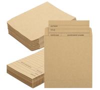 200 bolsillos y tarjetas vintage para biblioteca, tarjetas marrones para biblioteca, sobres de bolsillo para tarjetas de biblioteca, para escuela, oficina, biblioteca pública, libros