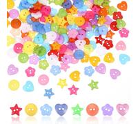 200 botones de colores en diferentes formas - 2 agujeros de resina, caja de almacenamiento para manualidades, costura, artesanía, scrapbooking, pintura, regalo y decoración