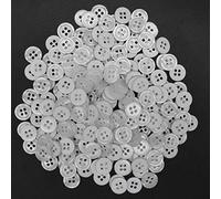 200 botones de resina de 11 mm para camisa de costura con 4 agujeros de perlas de imitación (blanco)