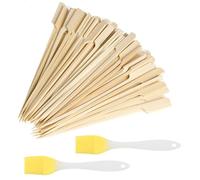200 Brochetas Para Barbacoa Y 2 Cepillos Para Aceite, Herramientas Para Hacer Barbacoas, Accesorios Para Barbacoa, Herramientas Para Hornear, Suministros De Cocina, Cepillos De Silicona