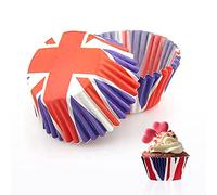 200 cajas para cupcakes Union Jack desechables para magdalenas, vasos de papel para hornear, cupcakes, base de pasteles, resistente a altas temperaturas, resistente al aceite y al pegamento