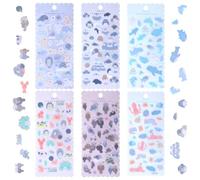 200 calcomanías de criatura marina kawaii, mini calcomanías hinchadas lindas, calcomanías 3D de fieltro suave con sellos, nutrias, tiburones y ballenas, 6 hojas de calcomanías reutilizables para funda
