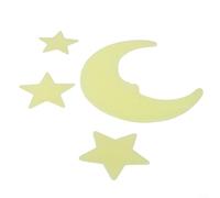200 calcomanías de estrella que brillan en la oscuridad y 1 calcomanía de pared de luna para decoración de habitación de niños, estrellas brillantes y luna para decoración de techo y pared
