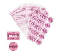 200 calcomanías frágiles rosas para envío, no aplastes, doblan o doblan el mango con etiquetas de cuidado, calcomanías de advertencia autoadhesivas para envío, cajas de correo, sobres