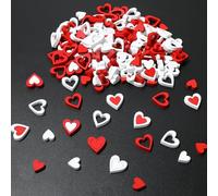 200 corazones de madera decorativos, corazón de madera rojo y blanco, confeti, decoración para mesa, propuesta de matrimonio, aniversario, día de San Valentín, boda, manualidades