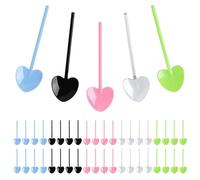 200 cucharas de helado con forma de corazón, reutilizables, mini cucharas de plástico coloridas, pequeñas cucharas de postre de plástico con forma de corazón, biodegradables para helados, pasteles