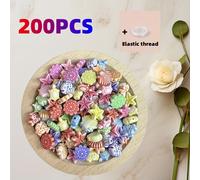 200 cuentas + 1 hilo elástico, cuentas con temática que incluyen , conchas, peces, tortugas y flores para collar, llavero, cordón para teléfono