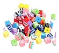 200 cuentas acrílicas, cubo a rayas, cuentas de arcoíris con agujero de 0.315 in, bola de chicle a rayas cuadradas coloridas para hacer joyas artesanales, modelo de bañera de casa de muñecas en minia