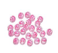 200 cuentas acrílicas transparentes de 10 mm, moneda de disco, color rosa rojo, esmalte de cara sonriente, cuentas espaciadoras sueltas para joyas DIY, pulseras, colgantes para teléfono móvil