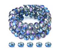200 cuentas Briolette de cristal de 0.315 pulgadas | Forma de diamante rojo para hacer joyas y manualidades (28-azul transparente, 8 mm)