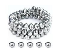 200 cuentas Briolette de cristal de 0.315 pulgadas | Forma de diamante rojo para hacer joyas y manualidades (plata de 23 minas, 10 mm)
