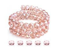 200 cuentas Briolette de cristal de 0.315 pulgadas | Forma de diamante rojo para hacer joyas y manualidades (04-rosa, 10 mm)