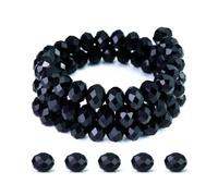 200 cuentas Briolette de cristal de 0.315 pulgadas | Forma de diamante rojo para hacer joyas y manualidades (negro, 8 mm)