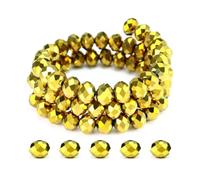 200 cuentas Briolette de cristal de 0.315 pulgadas | Forma de diamante rojo para hacer joyas y manualidades (oro de 22 minas, 4 mm)