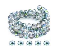 200 cuentas Briolette de cristal de 0.315 pulgadas | Forma de diamante rojo para hacer joyas y manualidades (verde rosa, 10 mm)