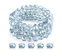 200 cuentas Briolette de cristal de 0.315 pulgadas | Forma de diamante rojo para hacer joyas y manualidades (24-gris azul claro, 4 mm)