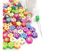 200 cuentas coloridas en forma de cara sonriente de arcilla para pulsera, collar, pendientes, manualidades, fabricación de joyas
