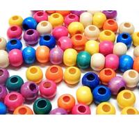 200 Cuentas de Madera de 10 mm, Agujero Grande 4,5 mm para Enhebrar, Bolas Redondas Multicolor para Manualidades