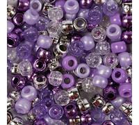 200 cuentas de Pony de princesa morada, tamaño 9 mm x 6 mm