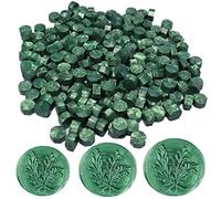 200 cuentas de sellado de cera para sello de cera, perfectas para tarjetas de Navidad, sobres, invitaciones, paquetes de vino, sellado de letras (verde pino)