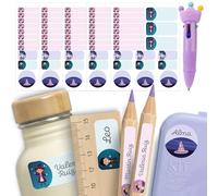 200 Etiquetas Adhesivas Personalizadas 0+ con Bolígrafo 4 formas - Papel FSC y Pegamento Bio-Based | Pegatinas Personalizadas para Escuela, Guardería y Casa