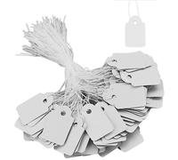 200 etiquetas blancas de precio de joyería (25 x 15 mm) etiquetas encordadas etiquetas de marcado de papel etiquetas colgantes etiquetas de exhibición de ropa etiquetas de precio con cuerda