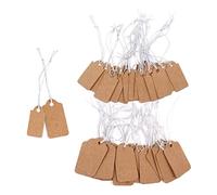 200 etiquetas de precio mini Kraft con cuerdas elásticas, etiquetas de etiquetado en blanco de 2 tamaños de 1,3 x 2,6 cm y 1,9 x 3,3 cm, etiquetas de joyería para ropa, regalo