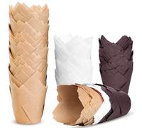 200 forros para cupcakes de tulipán, soportes para magdalenas de alta calidad para hornear, envoltorios para cupcakes a prueba de grasa en tamaño estándar, forros clásicos de papel de pergamino para