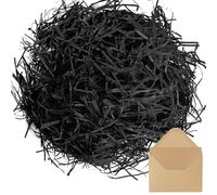 200 g de material de relleno de hierba de rafia, papel triturado para cumpleaños, Navidad, bodas y aniversarios, material de relleno para decorar cajas de regalo y cestas (negro)