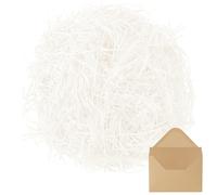 200 g de material de relleno de hierba de rafia, papel triturado para cumpleaños, Navidad, bodas y aniversarios, material de relleno para decorar cajas de regalo y cestas (blanco)