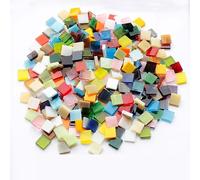 200 g Restos de Vidrio Coloreado Cristal Mica Borde Fresado Azulejos DIY Hecho a Mano DIY Arte Manualidades Decoración Acuario Mesa de Boda-10x10mm(280Pcs)