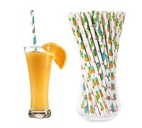 200 Hawai Pajitas de papel, Pajitas de papel de frutas Aloha Pajitas de fantasía biodegradables Pajitas para fiestas infantiles para Cumpleaños, Boda, Fiesta de cóctel, Beach, Piscina
