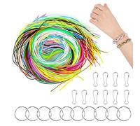 200 Hilos para Hacer Pulseras, Cuerda para Pulseras, Scoubidous elástico de plástico, Hilo Plastico, Cordón elástico de Color DIY con Anillo Llavero, para Hacer Pulseras, Collares, Llaveros