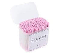 200 hisopos de algodón de doble cabeza con mango de madera para eliminación de maquillaje y cosméticos, 100% algodón puro, 8 cm de largo, color rosa