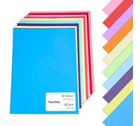 200 Hojas, 120g - Folios de Colores A4 Surtidos, Papel Hojas Cartulinas - 10 Colores