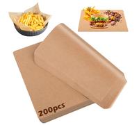 200 hojas de papel pergamino sin blanquear,hojas de pergamino antiadherentes precortadas，Papel Horno ，para Hornear, Cocinar, Asar a la Parrilla, Vapor y Freidora de Aire，prueba de aceite e impermeable
