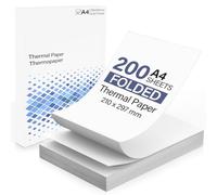 (200 Hojas) Papel térmico A4 Plegable, Papel Térmico Impresora, Papel Térmico de Secado Rápido para Impresoras Térmicas Portátiles perfecto para Fotos, Recibos, Archivos, Impresión de Páginas Web