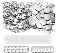200 juegos de accesorios de fabricación de botones en blanco, redondos, en blanco, piezas de botones, botones de metal, pin de solapa, juego de prendedor para manualidades, regalos, hojalata (plata,