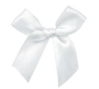 200 lazos de cinta de raso de 1 cm, 4,5 x 4,5 cm, mini lazo terminado, decoración para manualidades, accesorios para el cabello, papel de regalo, fabricación de tarjetas, color blanco