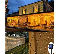 200 LEDs Guirnaldas Neta Luz 3M X 2M, 8 Modes Impermeable de luz de Red con Energía Solar, Encendido/Apagado Automático Malla Cortina Luce de Iluminación para Navidad Decoración Interior Exterior