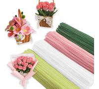 200 limpiadores de tuberías para manualidades, limpiadores de tubos de chenilla de 30 cm, cuatro colores de 6 mm de grosor, utilizados para decoración creativa hecha a mano de manualidades, el blanco