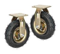 200 Mm 250 Mm Ruedas Giratorias De Goma Inflable De Servicio Pesado 2 Paquetes, Silenciosa Ruedas Pivotantes Con Freno, Rodamientos Dobles Ruedas Neumáticas De Repuesto, Para Carro (Color : Fixed, S