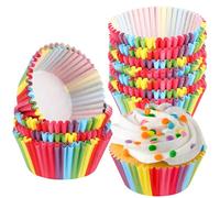 200 Moldes de Papel para Cupcakes Muffins y Magdalenas (Arcoíris Degradado) - Calidad Alimentaria Ideales para Hornear Postres Fiestas Bodas y Cumpleaños